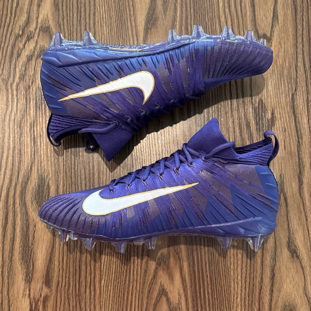 Size 14 Nike Alpha Menace Elite TD Football Cleats Purple Gold Ravens PE